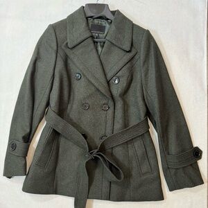 Banana Republic | Italian Melton Wool Blend Trench Dark Olive size medium